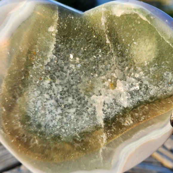 Uruguay Blue Green Druzy Agate Heart-Shaped Stone Art Piece